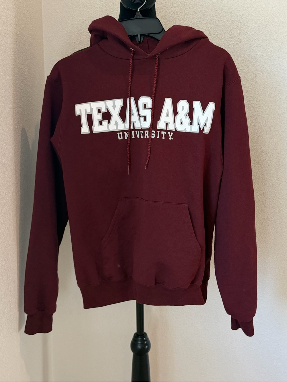 Champion Texas A&M University Pullover Hoodie W/ White Block Lettering Mens S